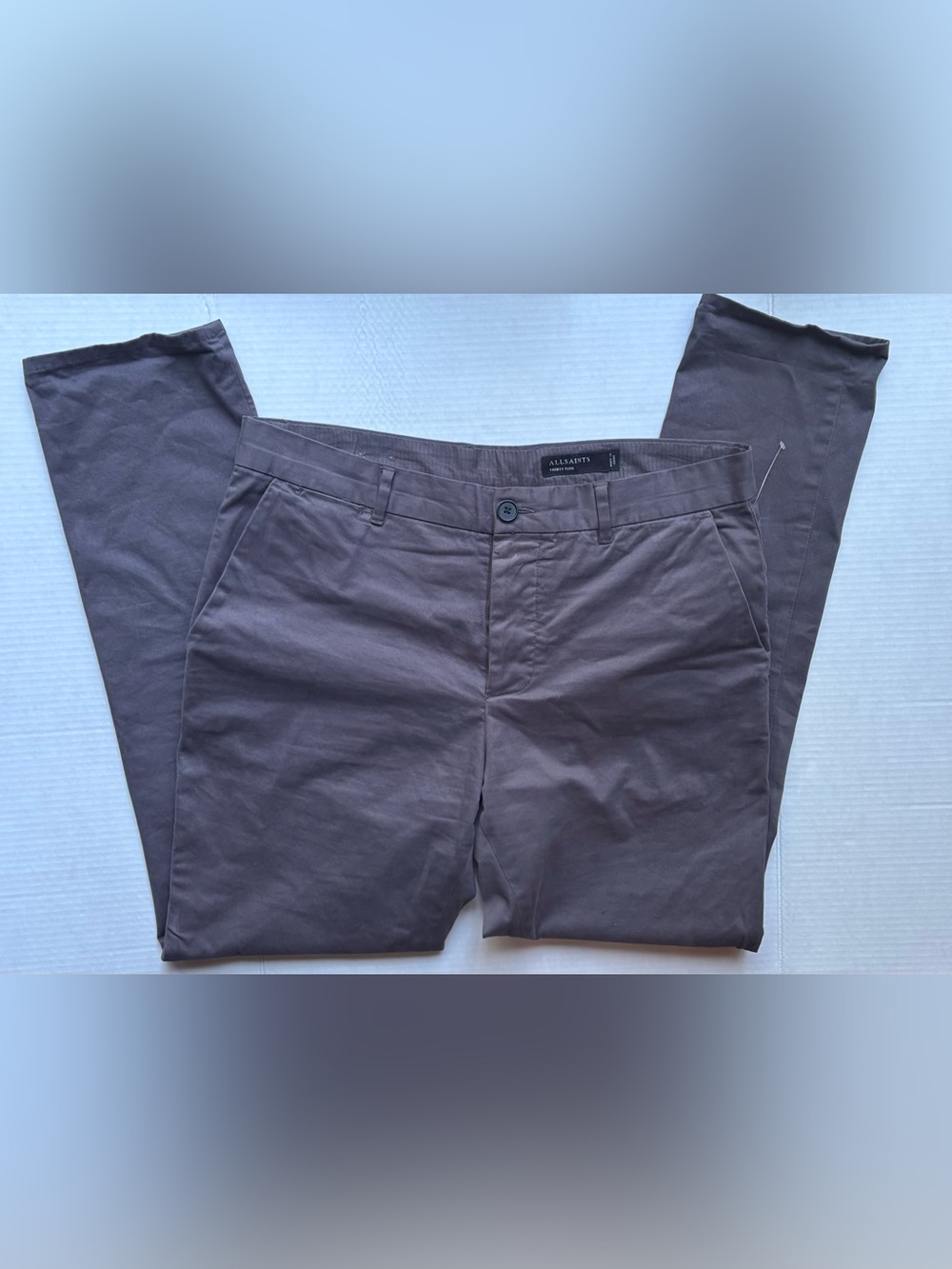 All Saints Men's Slate Gray grey stretch Chino’s cotton  pants size 34 office